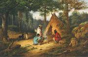 Cornelius Krieghoff Caughnawaga Indians at Camp oil painting on canvas